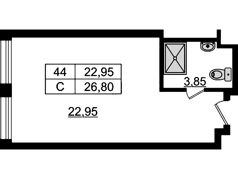 Квартира студия 26.85 м², 8/9 эт., Апарт-отель «Апарт отель Well»